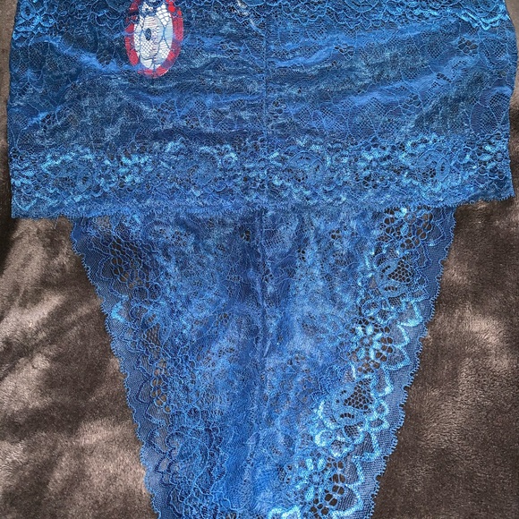 Popsi Lingerie Royal Blue Lace Panties Size XL - Picture 2 of 6